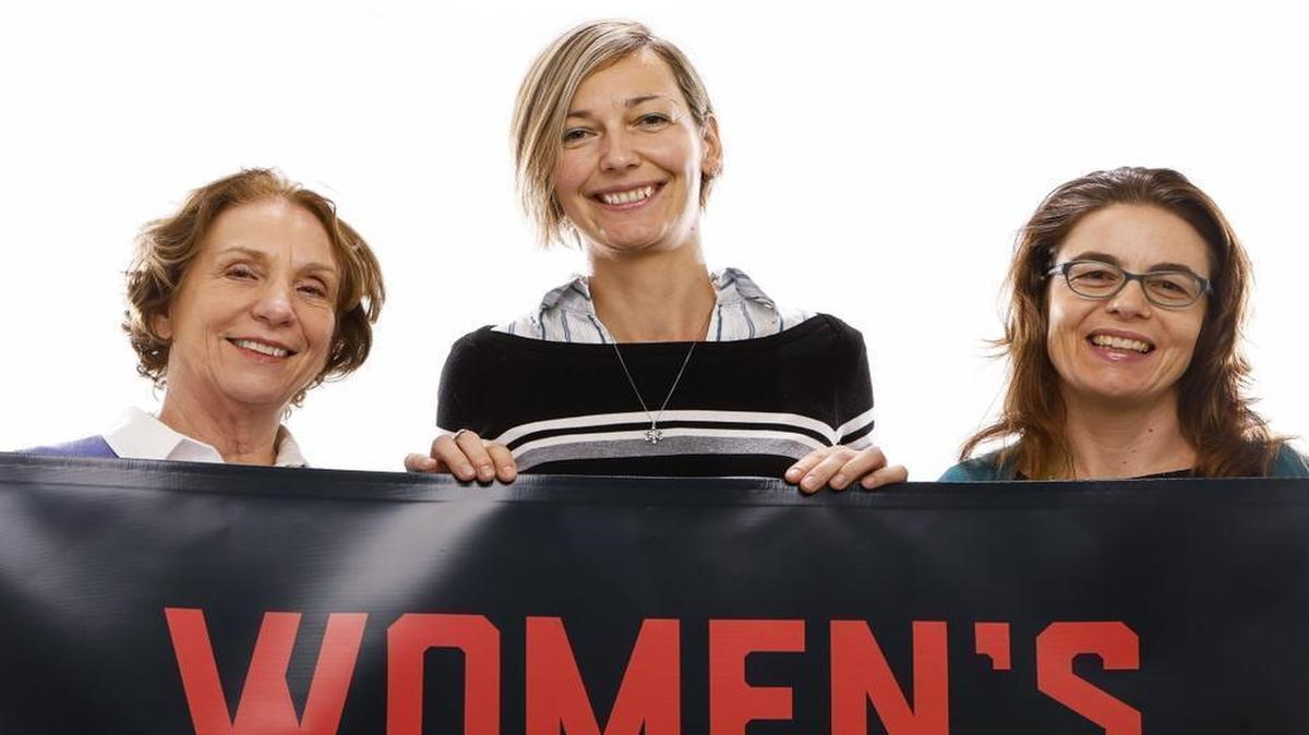 Pat Harris, left, Andrea Chmelik and Dawn Addis, along with Terry Parry and Jen Ford (not pictured), are organizing Women’s March San Luis Obispo, a local march connected to ones planned nationwide.