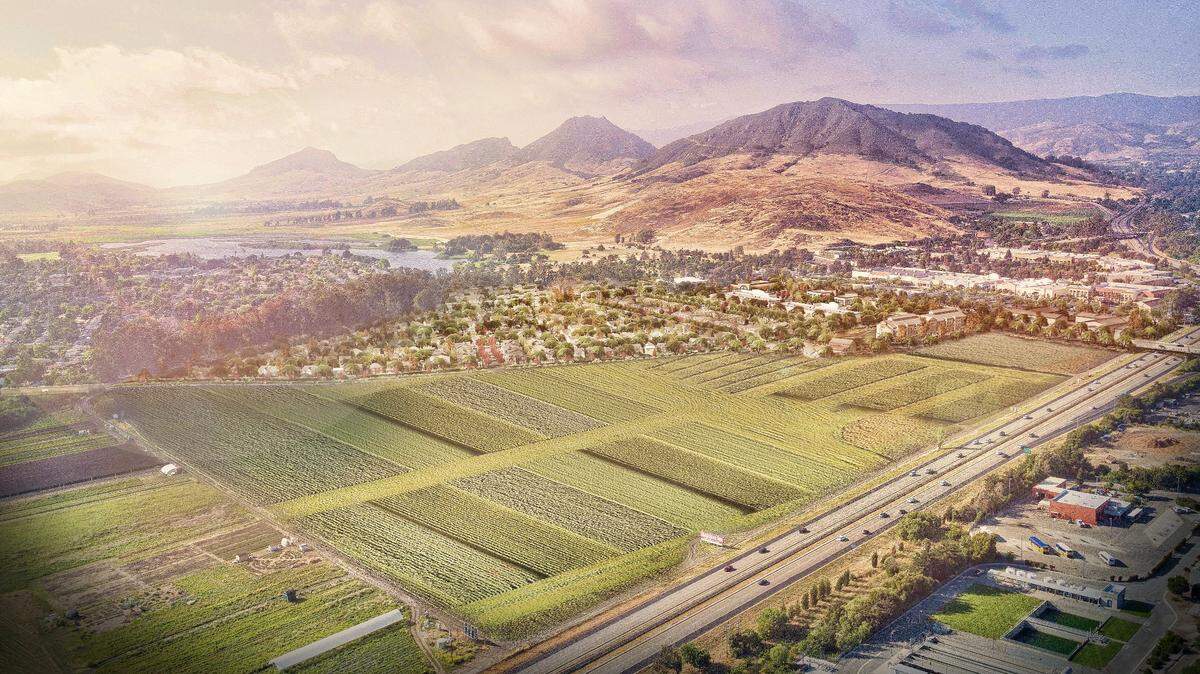 An artist's rendering shows the proposed San Luis Ranch project in San Luis Obispo.