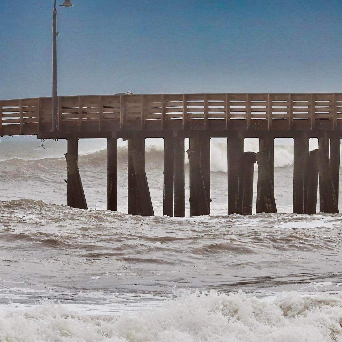 The Cayucos Pier lost a few pilings during the weekend storm.