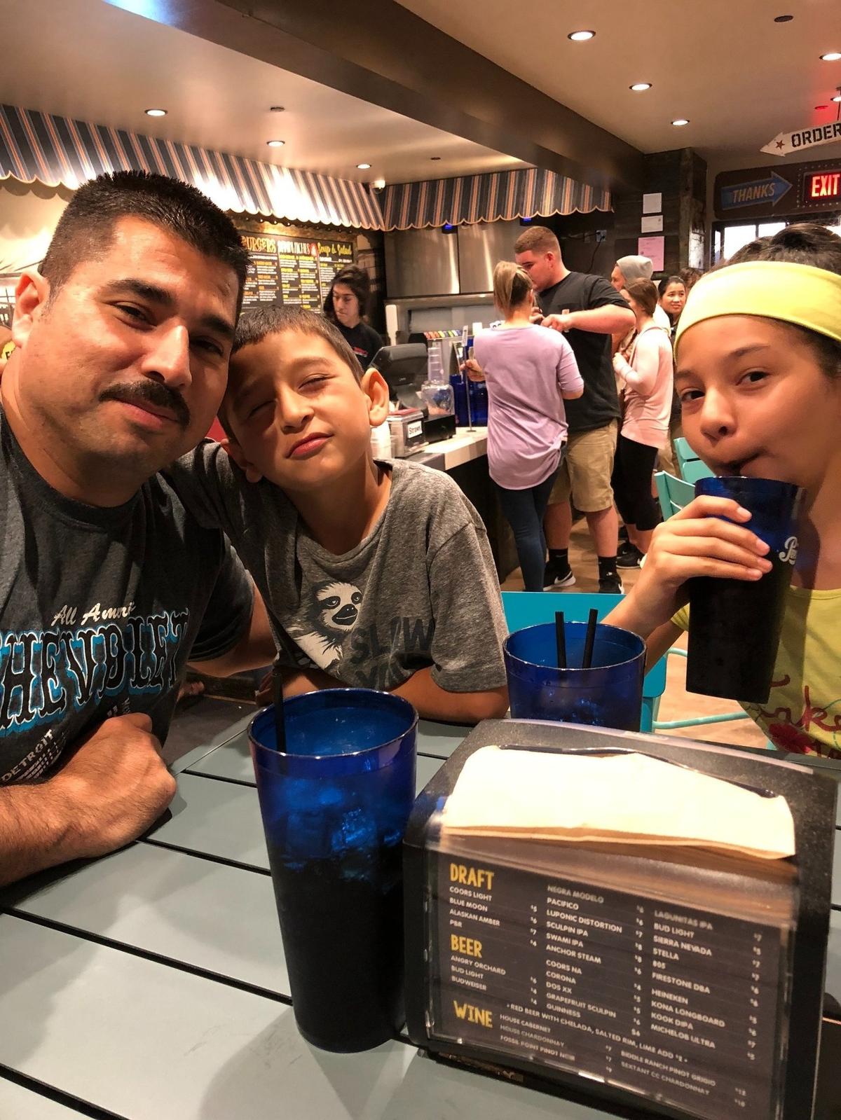 David Sanchez with two of his children. Sanchez died in a drowning accident at Lopez Lake in October 2020.