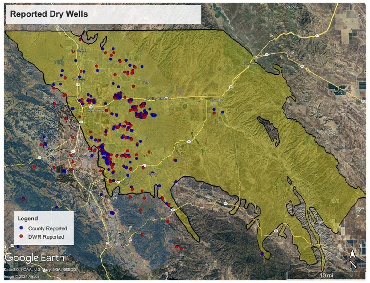 Since the summer of 2014, 337 dry wells in the Paso basin have been reported to the California Department of Water Resources