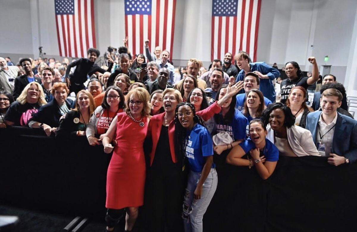 Activists gather with Elizabeth Warren at the first ever Presidential Forum on gun violence in Las Vegas, Nevada.
