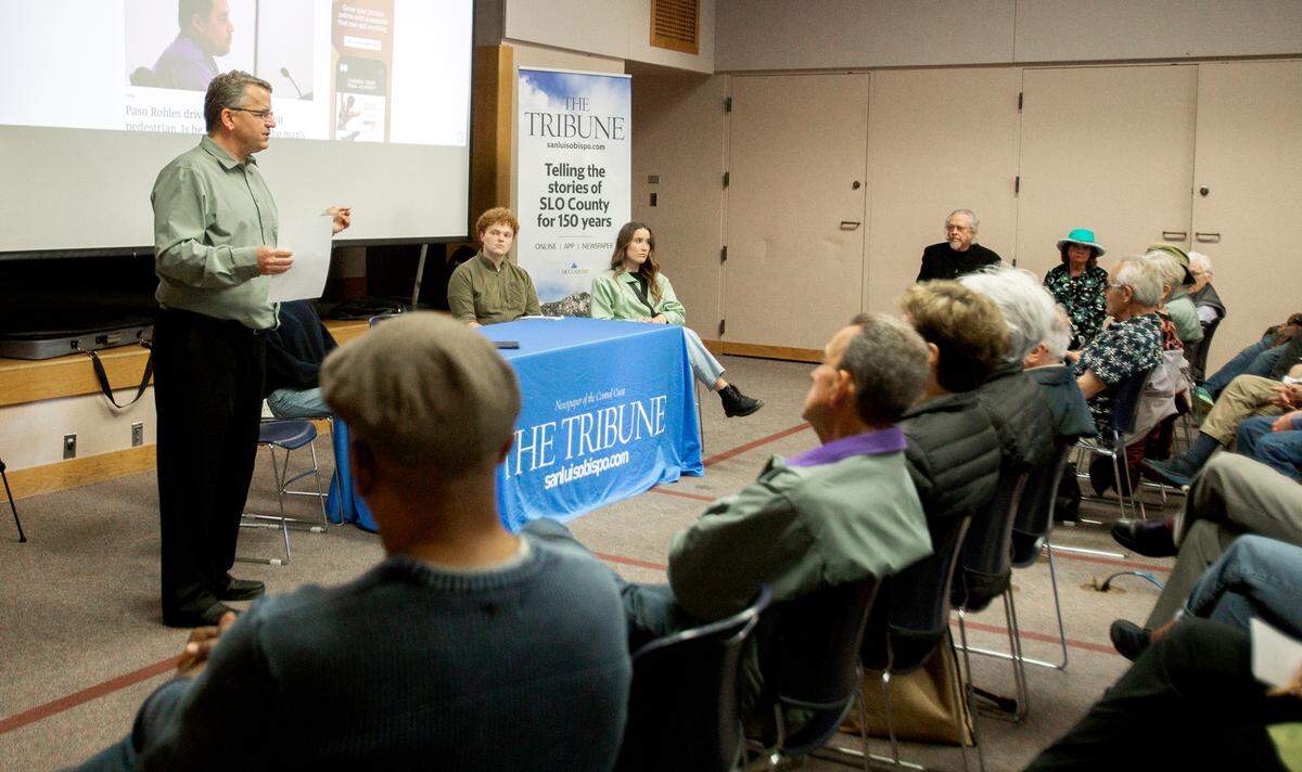 The Tribune hosted a forum at the San Luis Obispo Library on Tuesday, March 26, 2024, about why print is reducing to two days a week and how to use the Tribune eEdition. Editor Joe Tarica introduced the Tribune staff and held a question-and-answer session for more than 60 attendees.