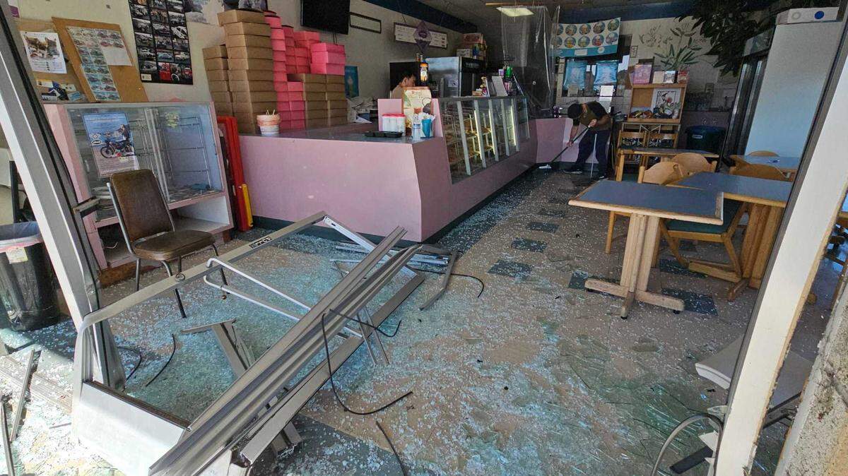An elderly driver crashed her vehicle into the Golden Donut in Pismo Beach on Oct. 25, 2024. 