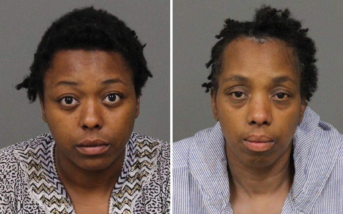 Rashawna Bullock, left, and her mother, Serbina Bullock, as pictured in their San Luis Obispo County Jail booking photos. The two were arrested after Rashawna allegedly abducted her son at knifepoint from a supervised visit in a Paso Robles park.