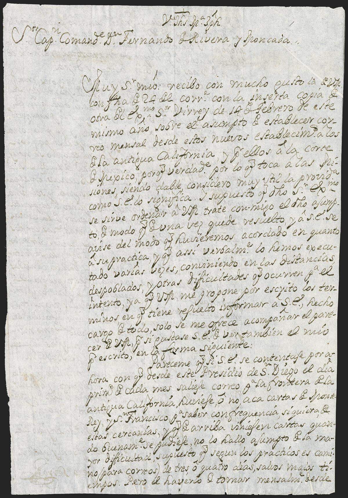 A 248-year-old letter by Father Junipero Serra, regarded as the founder of the California mission system, is expected to go to auction at Siegel Auction Galleries in New York City in September 2024. This is the first page of the two-page letter.