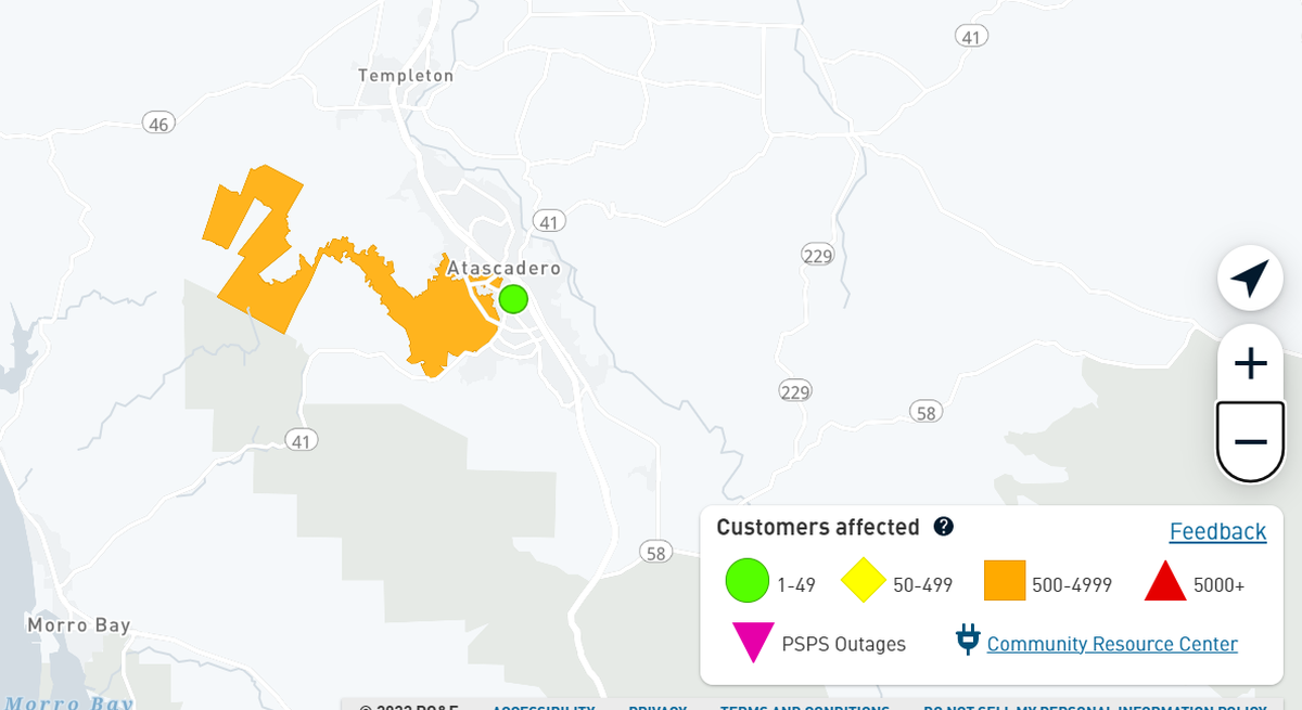 More than 6,000 SLO County PG&E customers lost power on Thursday Sept. 9, 2022.