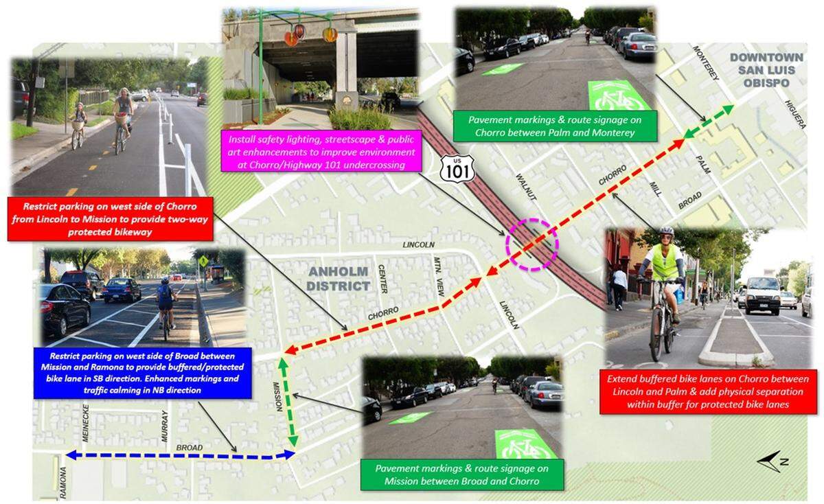 A rendering of the map of the approved Anholm Bikeway Plan.