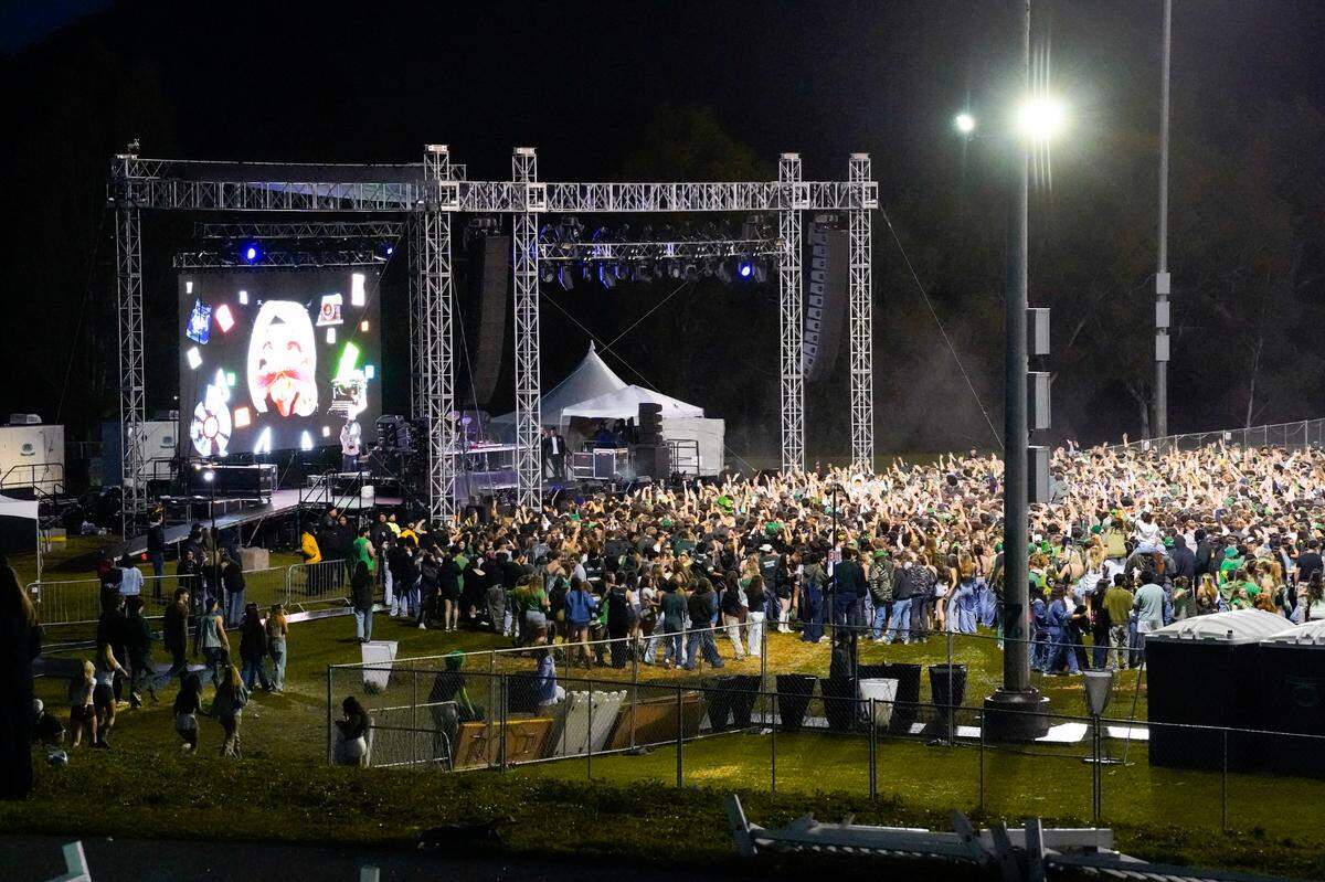 Cal Poly hosted an early morning music festival featuring EDM artists Zhu and Galantis on campus in hopes of drawing students out of the streets on St. Fratty’s Day, March 15, 2025.