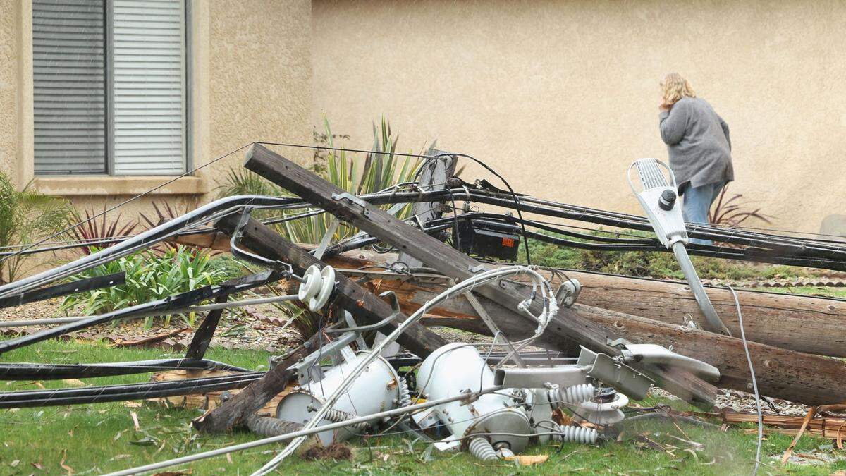 The Pike was closed from South Elm to Halycon Road in Arroyo Grande as of 11:30 a.m. due to downed eucalyptus trees. Residents in the area were told to shelter in place as power lines were blocking homes.