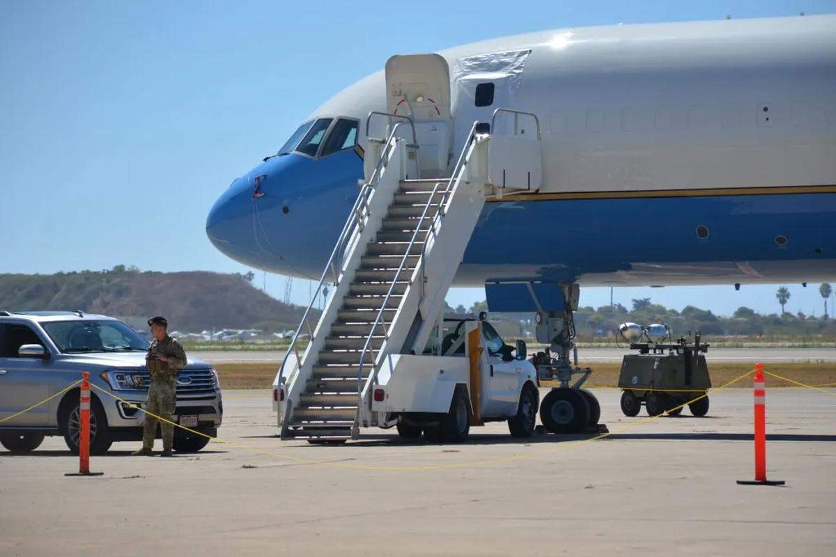 President Joe Biden’s plane arrived at Santa Barbara Airport early Tuesday morning.