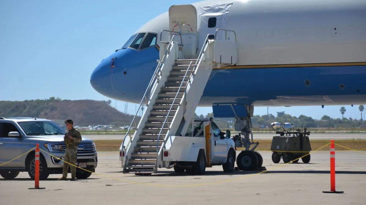President Joe Biden’s plane arrived at Santa Barbara Airport early Tuesday morning.