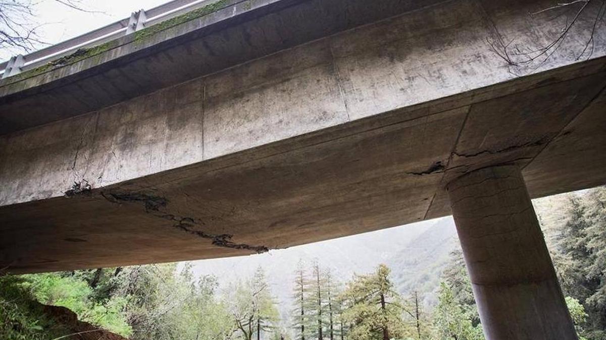 Cracks and buckling concrete have damaged Pfeiffer Canyon Bridge south of Big Sur beyond repair. The structure has been closed to all vehicle and pedestrian traffic.