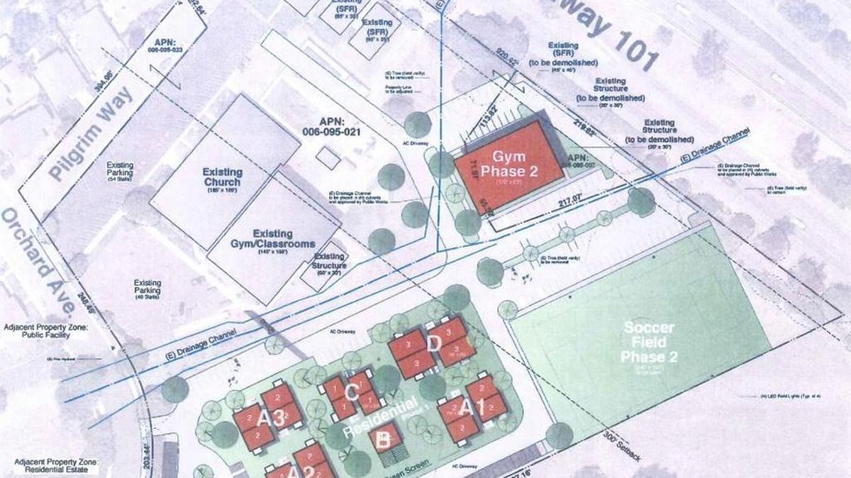 Pacific Christian Center (formerly the First Assembly of God Church) in Arroyo Grande is proposing building a 60-unit apartment complex plus sports field and gym.
