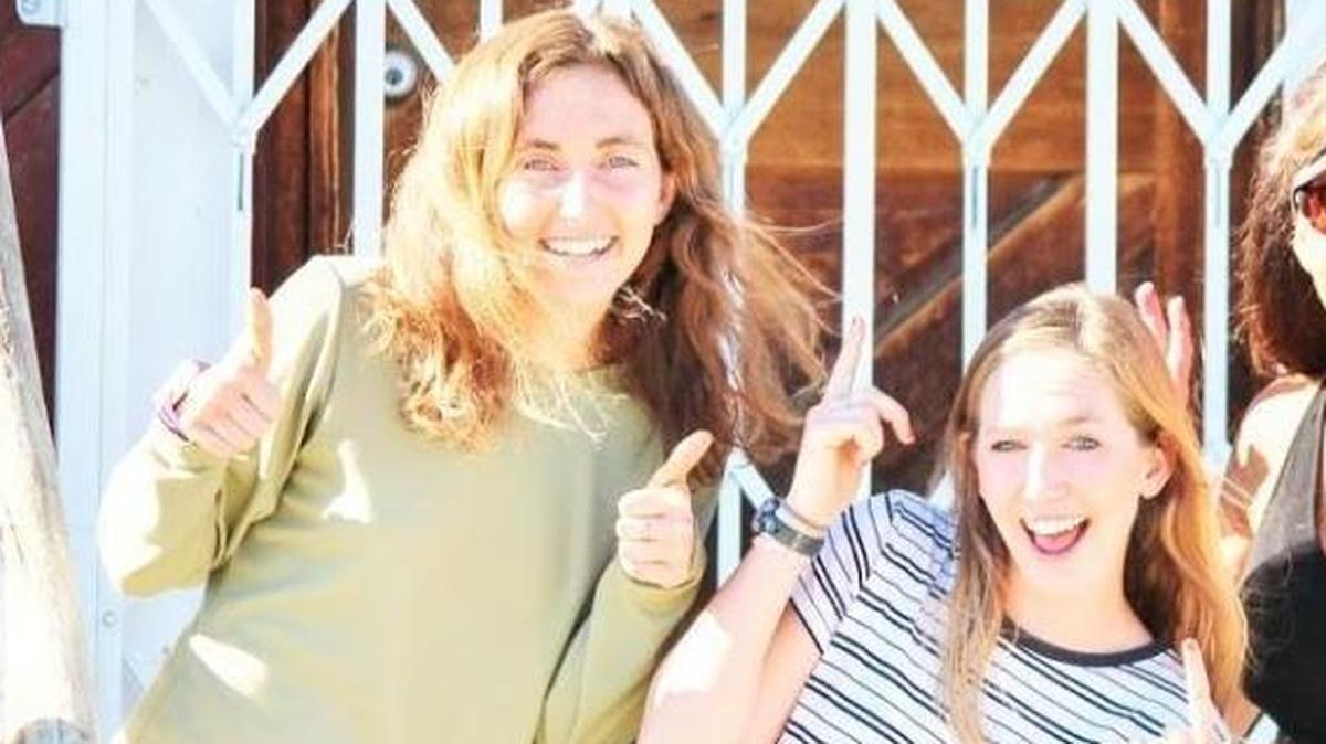 Brynn Frace, left, and sister Brittni Frace joke around for the camera in Phoenix, where they competed in the Rock and Roll Arizona Marathon and Half-Marathon on Sunday. Brittni was killed and Brynn critically injured in a crash Tuesday on Highway 198.