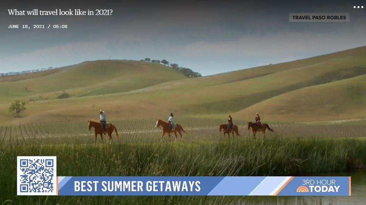 The Today Show included Paso Robles in a segment on the “Best Summer Getaways” for 2021.