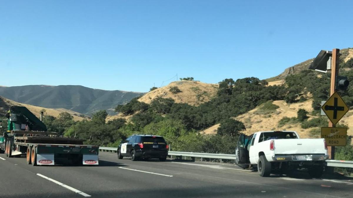 A pickup rear-ended a semi on the Cuesta Grade on Thursday, June 22, 2017, injuring a 19-year-old Atascadero woman.