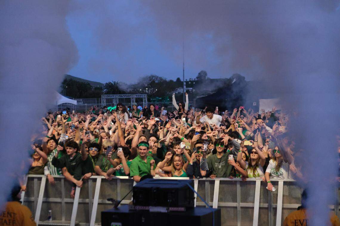Cal Poly hosted an early morning music festival featuring EDM artists Zhu and Galantis on campus in hopes of drawing students out of the streets on St. Fratty’s Day, March 15, 2025.
