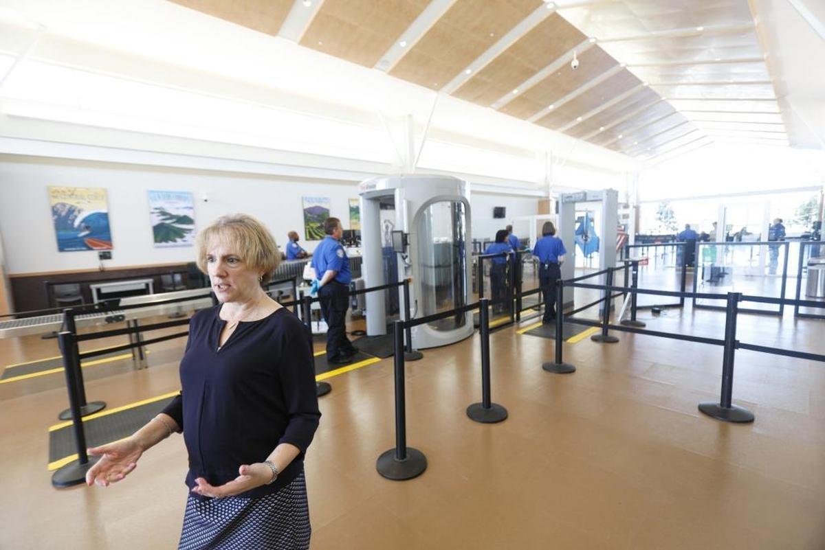 Lorie Dankers, TSA spokeswoman and public affairs manager, talks about the screening process for travelers at the new SLO County Regional Airport terminal in November 2017.