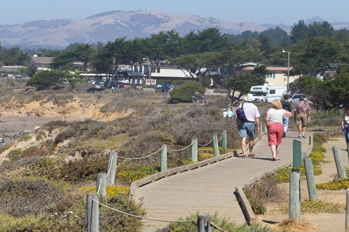 Vistors stroll on the Moonstone Beach Boardwalk in Cambria on 2017. The boardwalk recently underwent a $1.8 million upgrade.