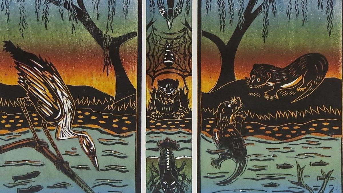 “The Old Pond” by Karen R. Schroeder is featured in the group exhibition “Going, Going, Gone: Art in the Age of Extinction,” running through Sept. 24 at Studios on the Park in Paso Robles.