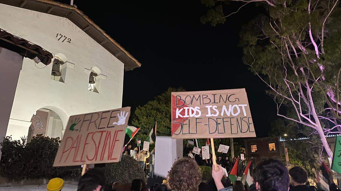 SLO protesters grieve for Gaza, call for U.S. to stop funding Israeli military