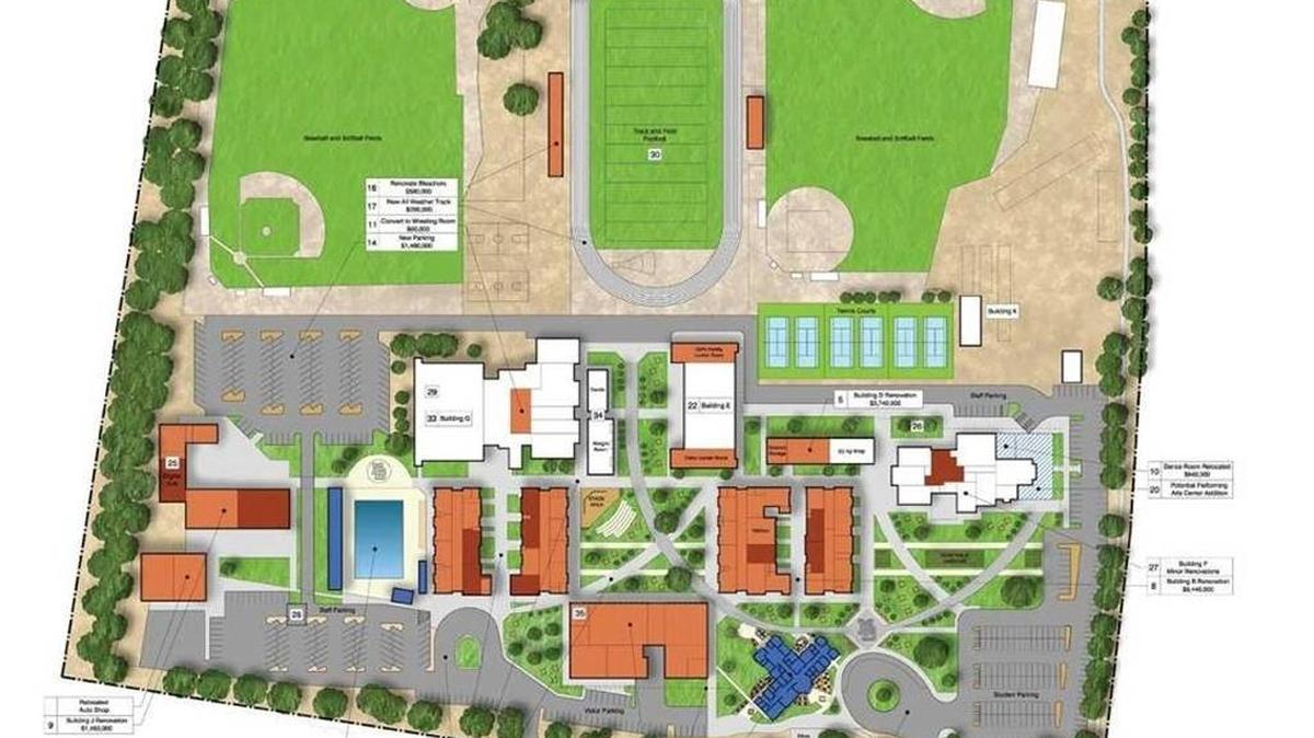 Bird’s eye view of the proposed changes for Morro Bay High, as part of the Measure D spending.