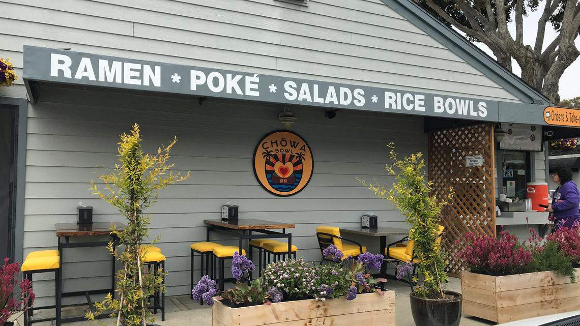 This is where the action happens at Morro Bay’s new Chowa Bowl, with the order/takeout window on the right. Shown is just some of the outdoor-only seating area.