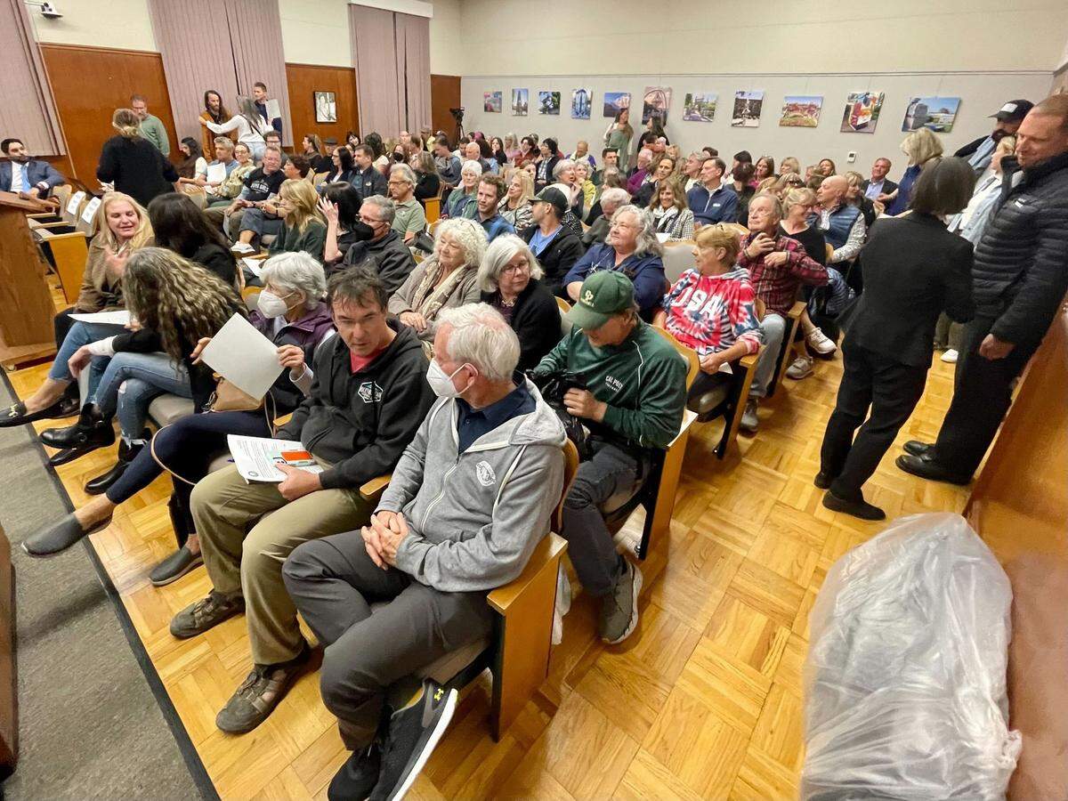 A big crowd turned out on Nov. 7, 2023, as the San Luis Obispo City Council heard concerns that parking changes to downtown were impacting local businesses and residents.