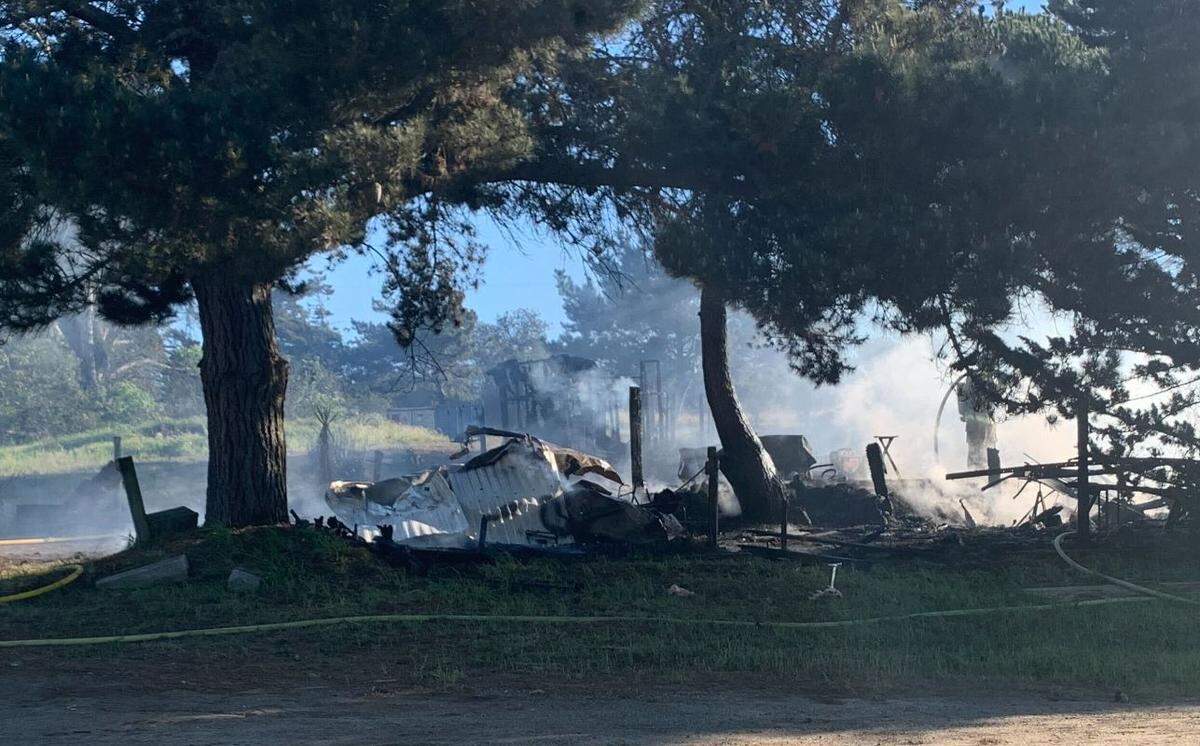One person died in a fire that destroyed a mobile home in Nipomo on Wednesday, Feb. 23, 2022.