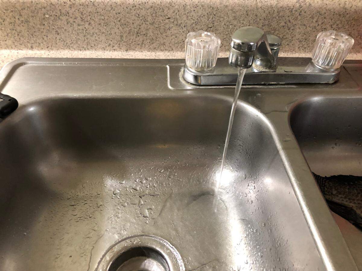 A kitchen faucet will not completely shut off and runs constantly in one Grand View Apartments resident’s unit.