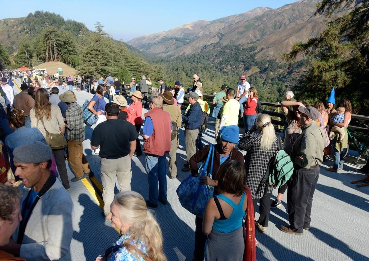Big Sur residents celebrate the opening of the Pfeiffer Canyon Bridge on Highway One in Big Sur on Friday after eight months of construction and $24 million.