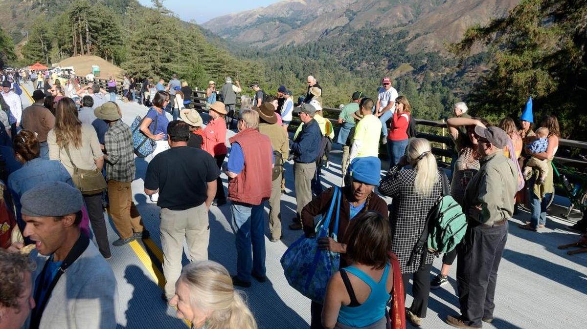 Big Sur residents celebrate the opening of the Pfeiffer Canyon Bridge on Highway One in Big Sur on Friday after eight months of construction and $24 million.