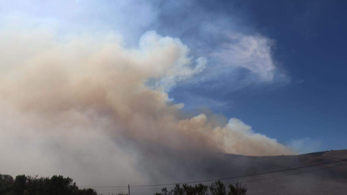 Cal Fire conducted a control burn in the hills between Harmony Headlands and the Estero Bluffs, sending up a plume of smoke that was visible from Highway 1 on Oct. 24, 2024.