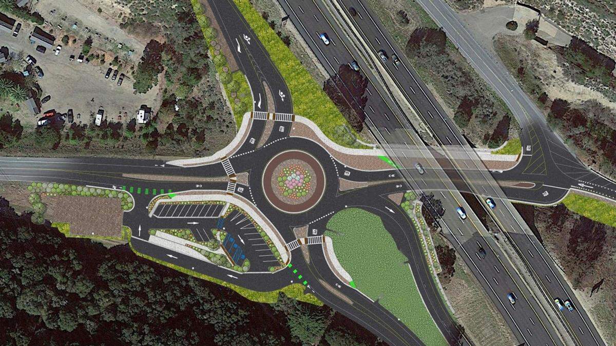 San Luis Obispo County will install a roundabout at the intersection of Avila Beach Drive and Shell Beach Road along Highway 101. Construction will start in 2024.