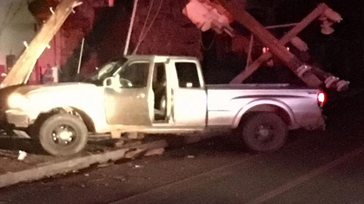 A truck that crashed into a pole on Friday, April 28, 2017, is causing a power outage affecting nearly 60 people that continues into Saturday.