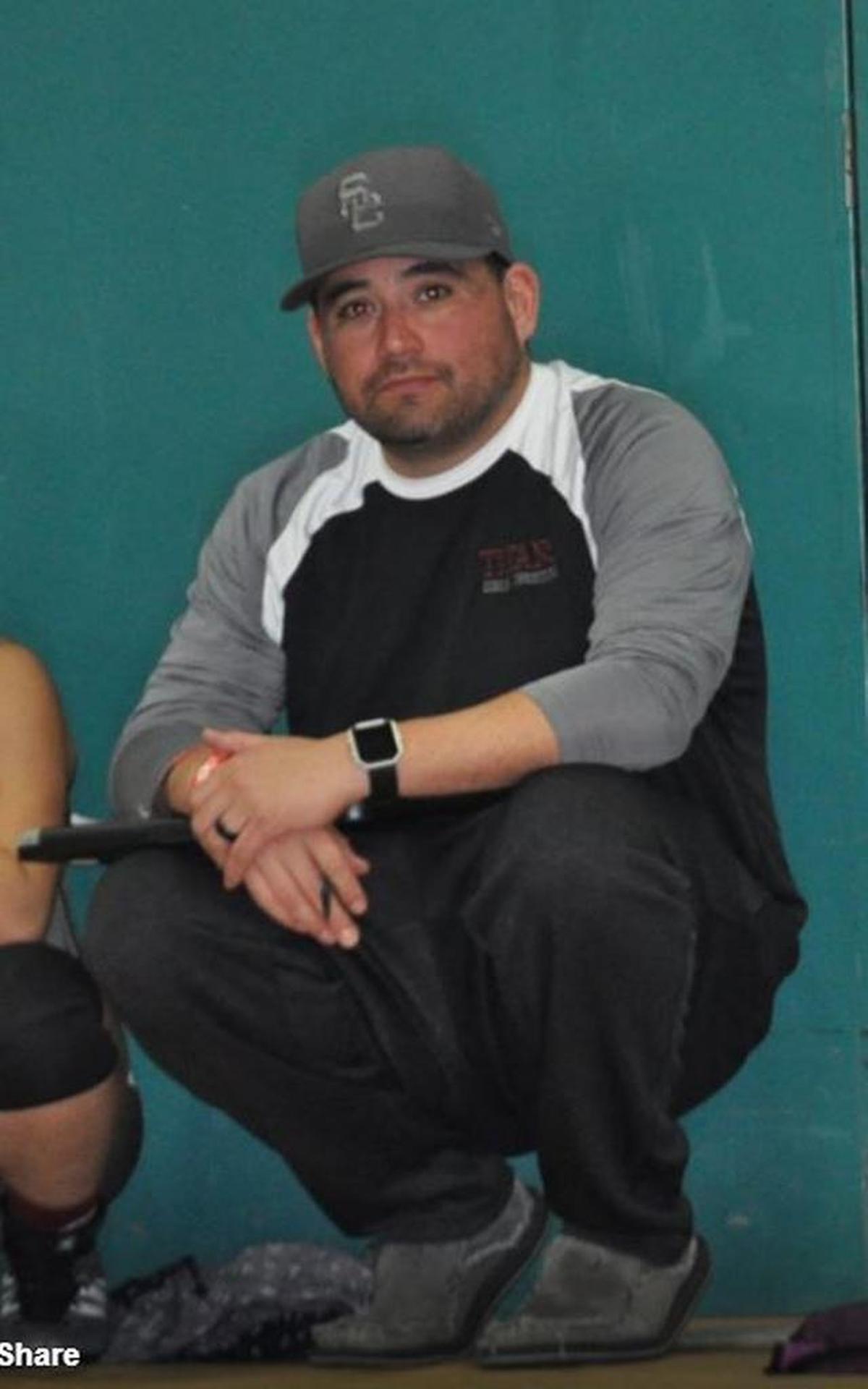 Nipomo High School girls wrestling coach Justin Magdeleno during a match last season.