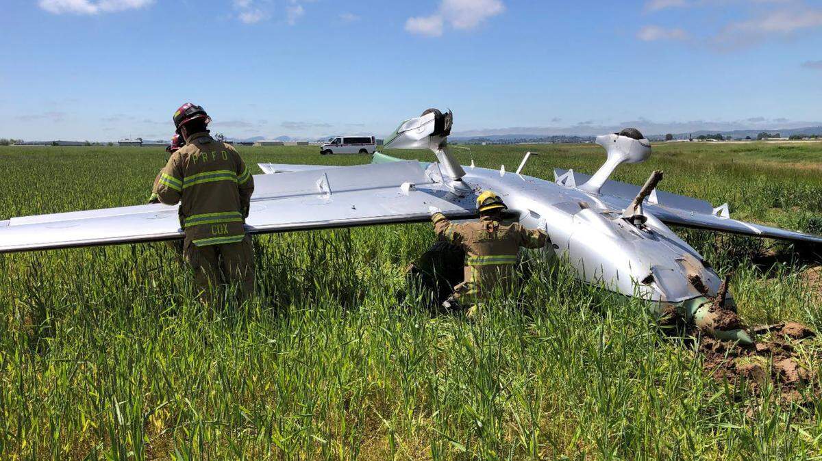 A small plane went off the runway at the Paso Robles Municipal Airport and flipped onto its roof on Friday, April 19, 2024. One person was hospitalized and two others were treated at the scene.