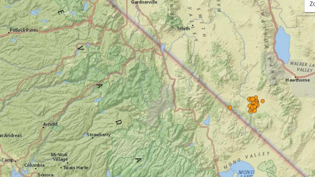 A series of earthquakes hit near the California/Nevada border early Wednesday, Dec. 28, 2016.