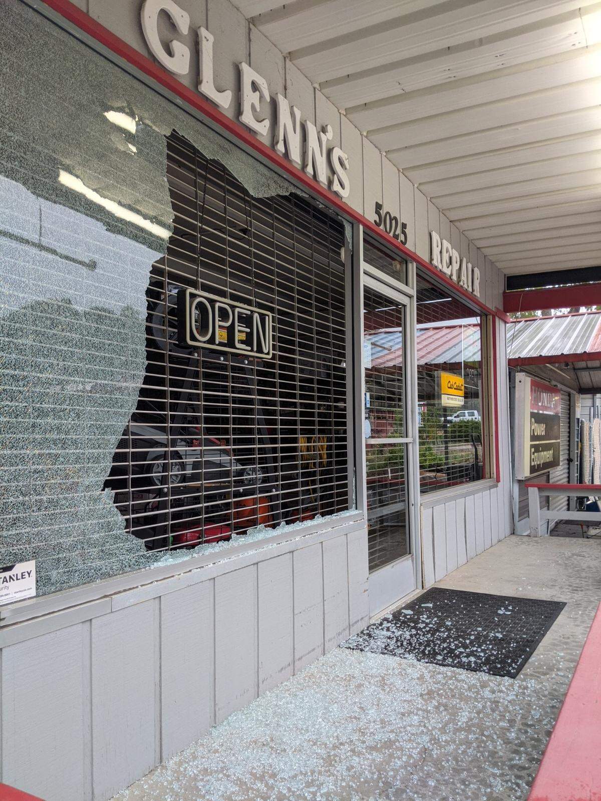 Glenn’s Repair and Rental was one of two Atascadero businesses hit by a vandal, who used a slingshot to break the glass storefront windows.