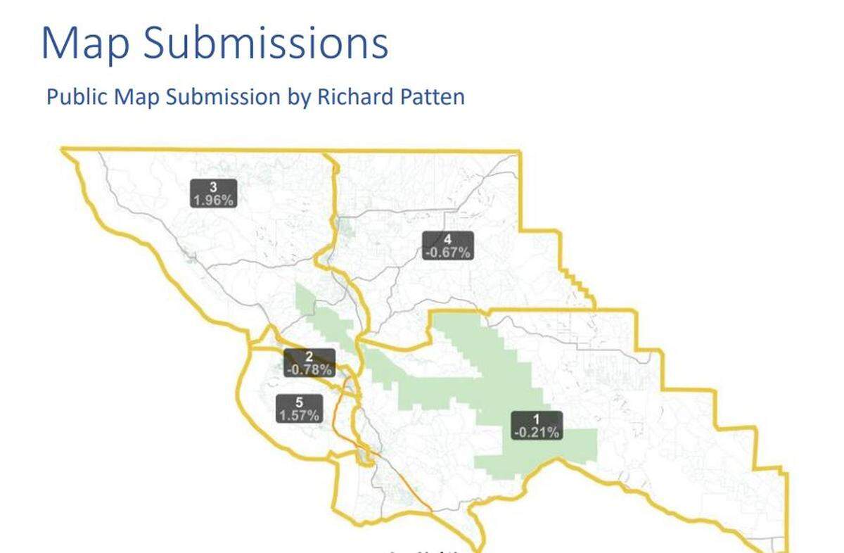 A contingent of San Luis Obispo County residents expressed support for a map drawn by Richard Patten. His map would drastically change the supervisor district boundaries that have existed for decades.