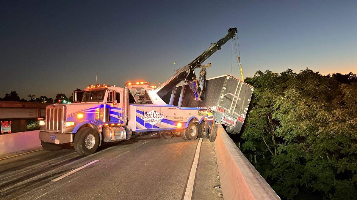 A portion of northbound Highway 101 through Paso Robles closed on Aug. 16, 2024, after a semi-truck crash.