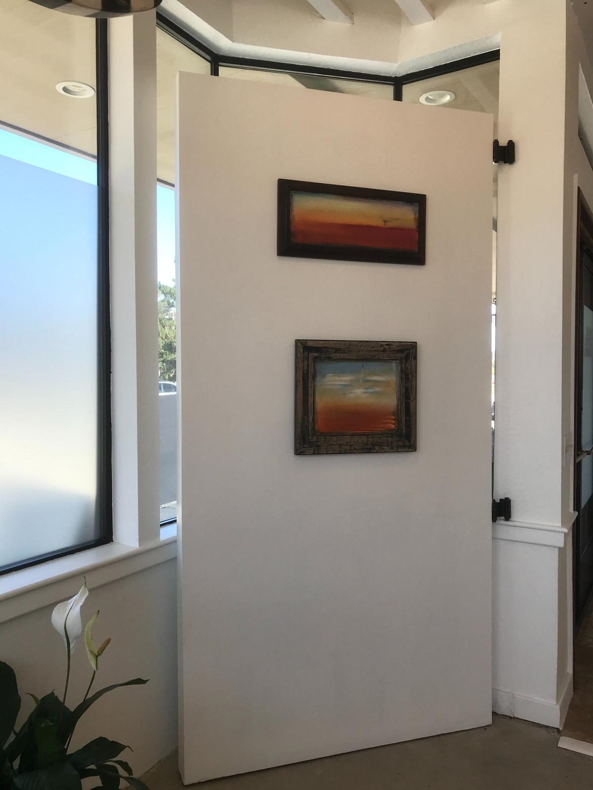 This moveable wall section at Cambria’s new Cruise Control Gallery blocks out views of traffic and passersby during the day, but swings out to showcase views of the forested hills at sunset.