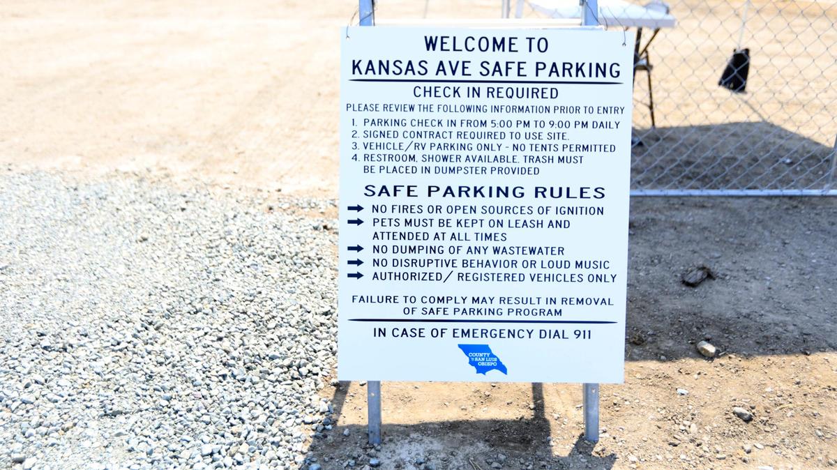 A list of rules for those staying at the safe parking site on Kansas Avenue that SLO County created for unhoused residents living in their vehicles. Residents must check in at the site between 5 and 9 p.m.