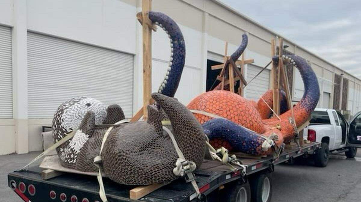 The HarborWalk Plaza will include two sculptures, an otter named Molly and an octopus named Taki.