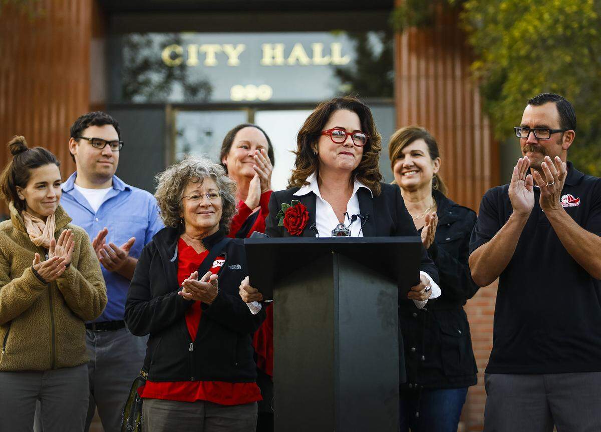 “It’s so amazing to have been fighting for this for so long, so many of us, and to be told (climate change) didn’t exist, that it didn’t matter, and to be told we were never going to make a difference. And here we are,” said San Luis Obispo mayor-elect Heidi Harmon, seen here in November 2016.