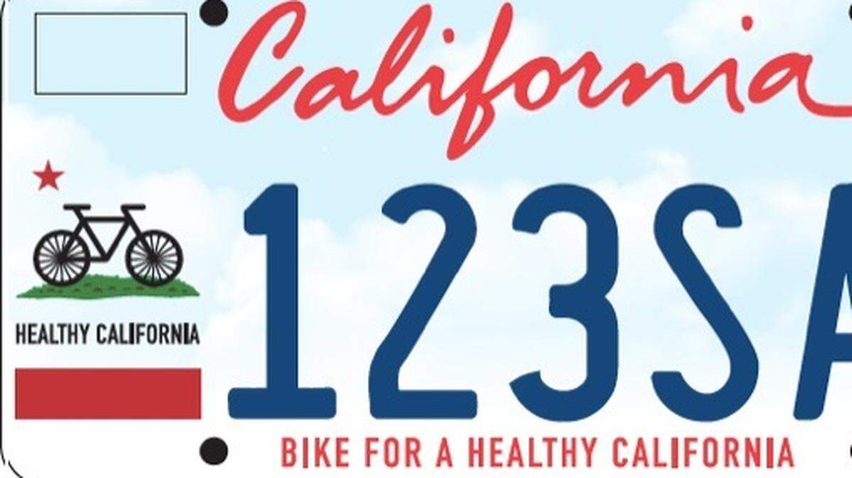 The California license plate image promoting bicycling designed by SLO resident Spencer Parsons in a contest hosted by the California Bicycle Coalition.