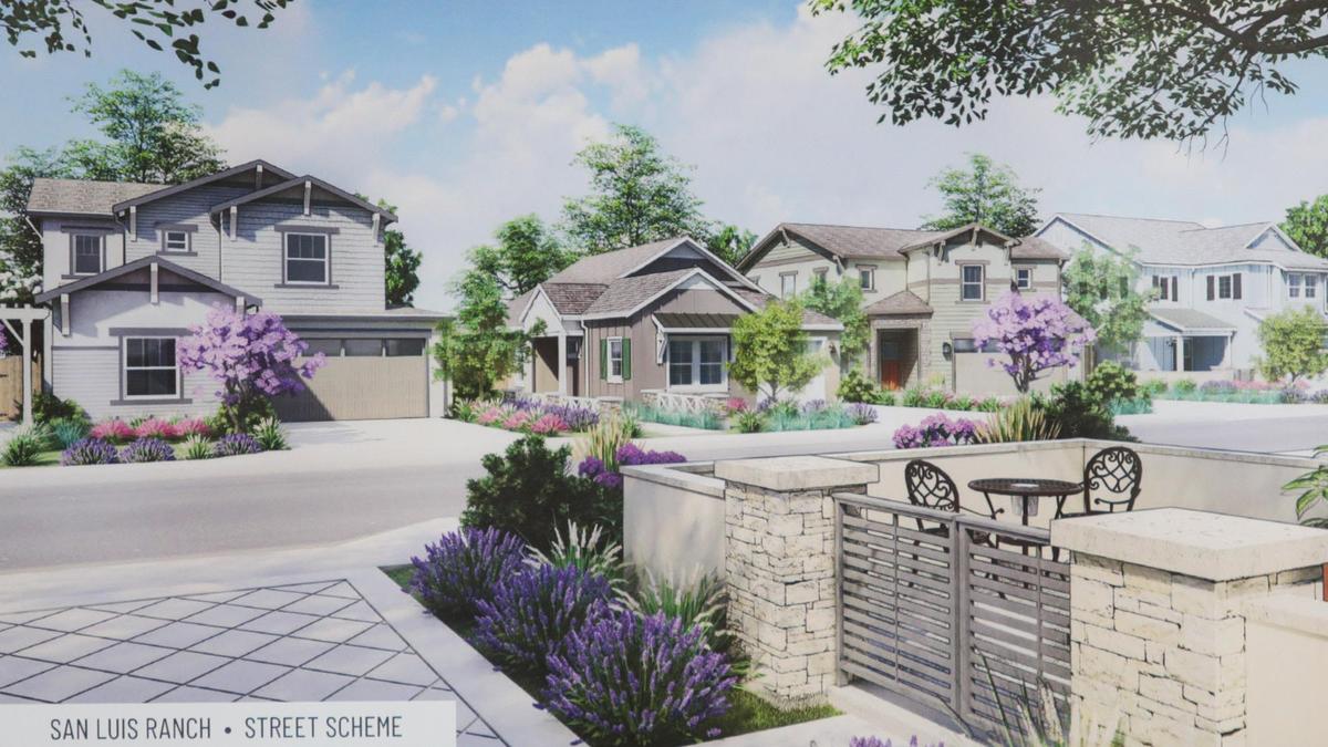 Street view rendering of San Luis Ranch homes now under construction.