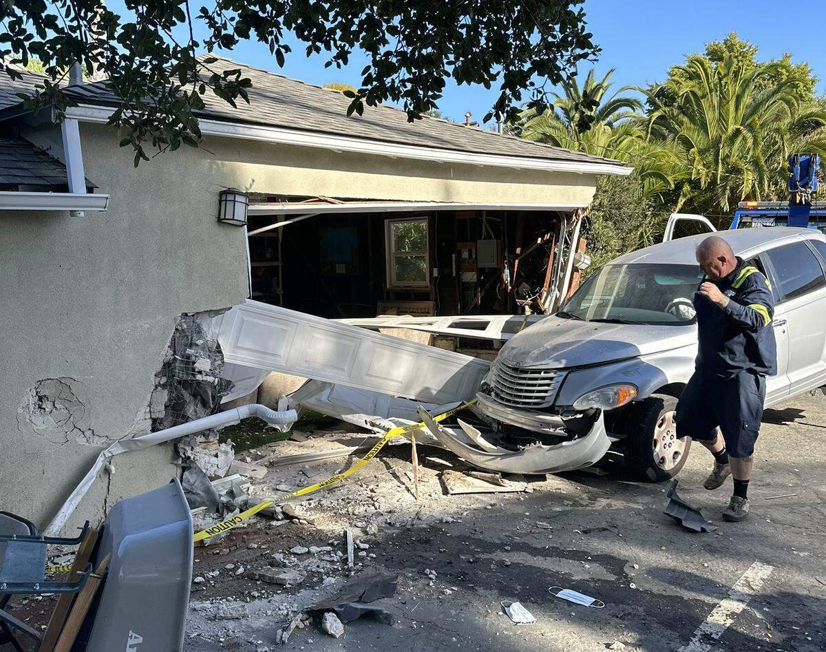 A driver crashed their car into a home in San Luis Obispo on Friday afternoon, Oct. 13, 2023.