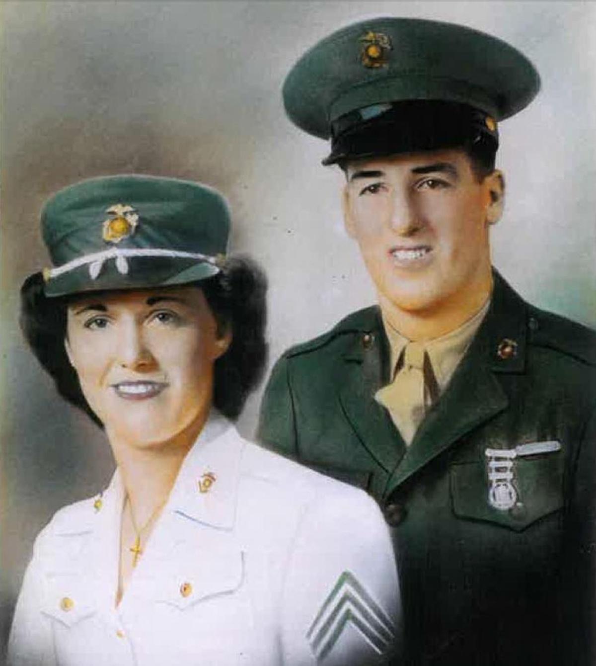 A photo montage created by Pfc. George Murray’s mother after he was killed in action on Tarawa in 1943. Murray is pictured with his sister, Thelma, who joined the Marine Corps shortly after Murray’s death.